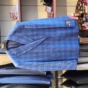 Last Piece Alert: Men's Double-Breasted 2-Piece Suit in Vibrant Blue Plaid